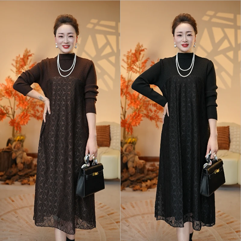 【LADYSHIP贵夫人】针织连衣裙【总仓针织8】百搭长袖气质配大衣时尚