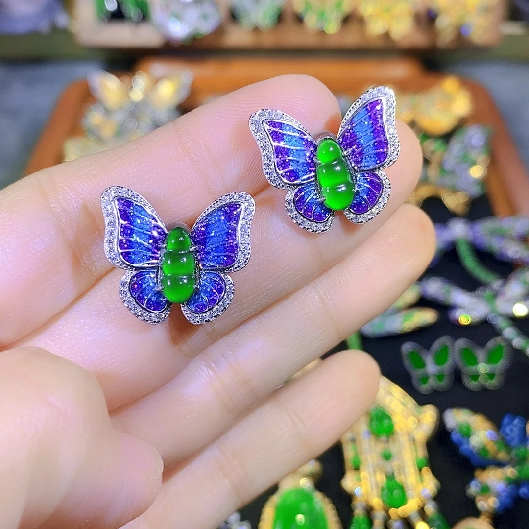 吊坠(不含链)银S925镶嵌翡翠