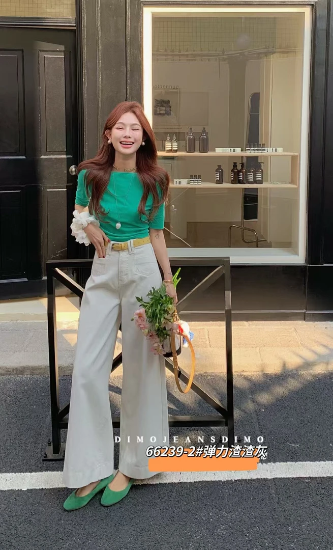 66239春款新款弹力牛仔裤高腰显瘦