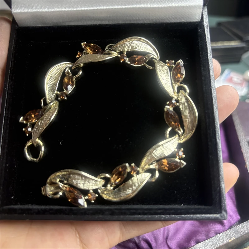 合金手链 lisner暗红莱茵石花叶手链1-3【2070630-042】