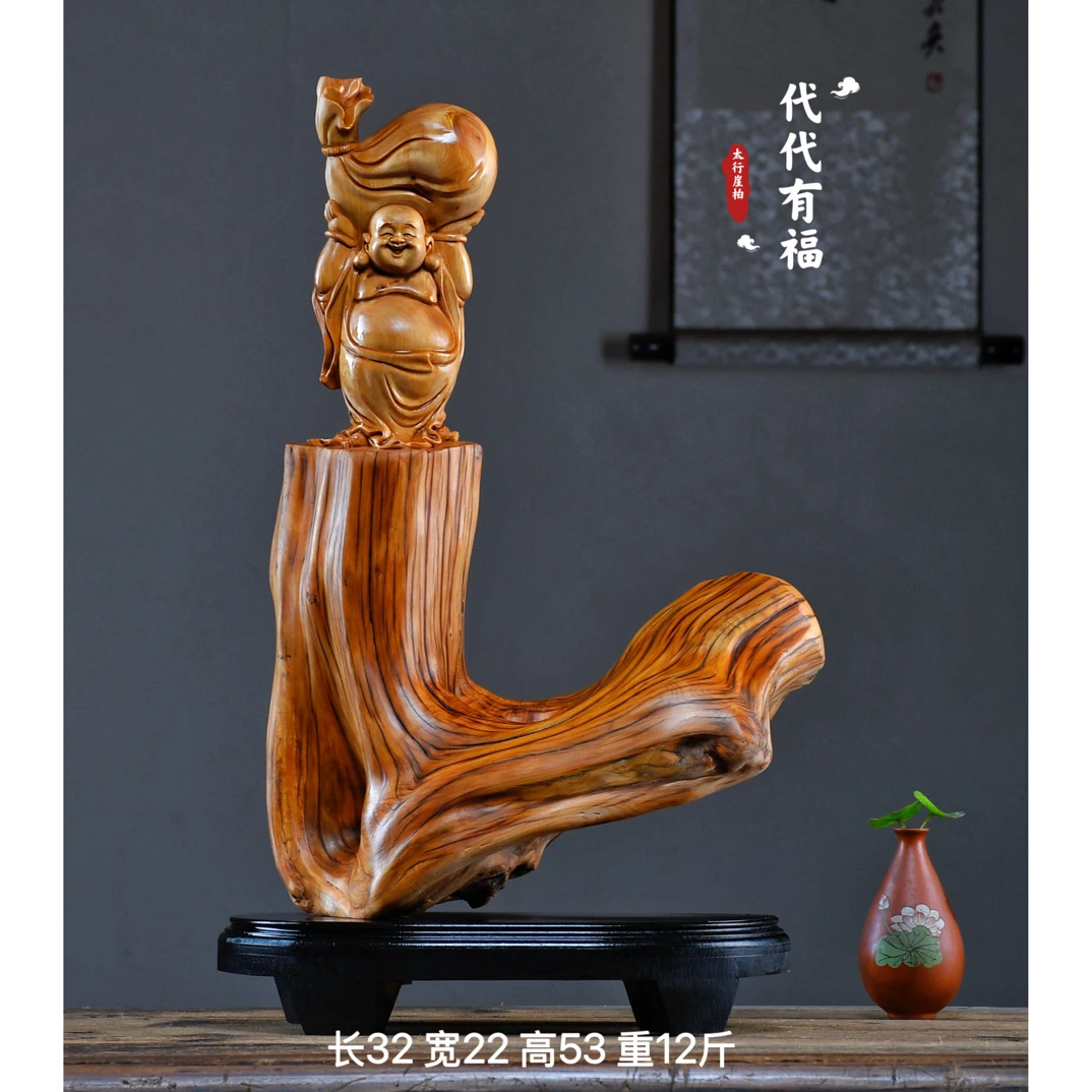 太行崖柏根雕摆件寿星弥勒佛达摩财神观音天然随型木雕雕件工艺品