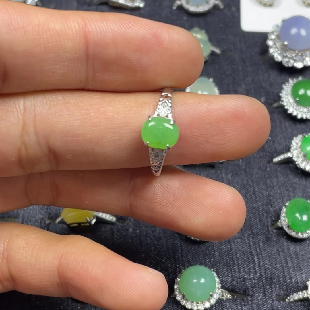 翡翠银S925镶嵌戒指