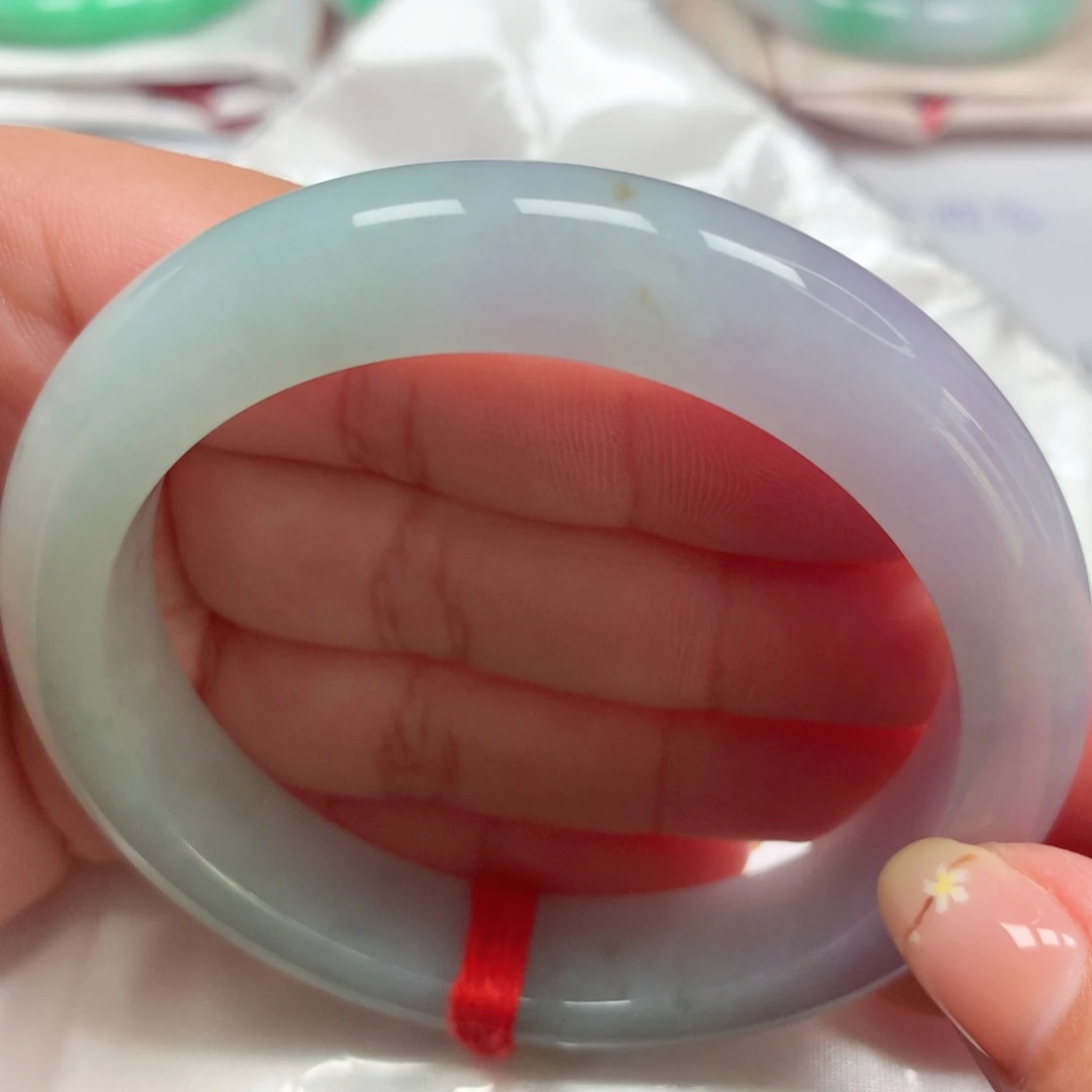 翡翠未镶嵌手镯2冰胶春彩洒金