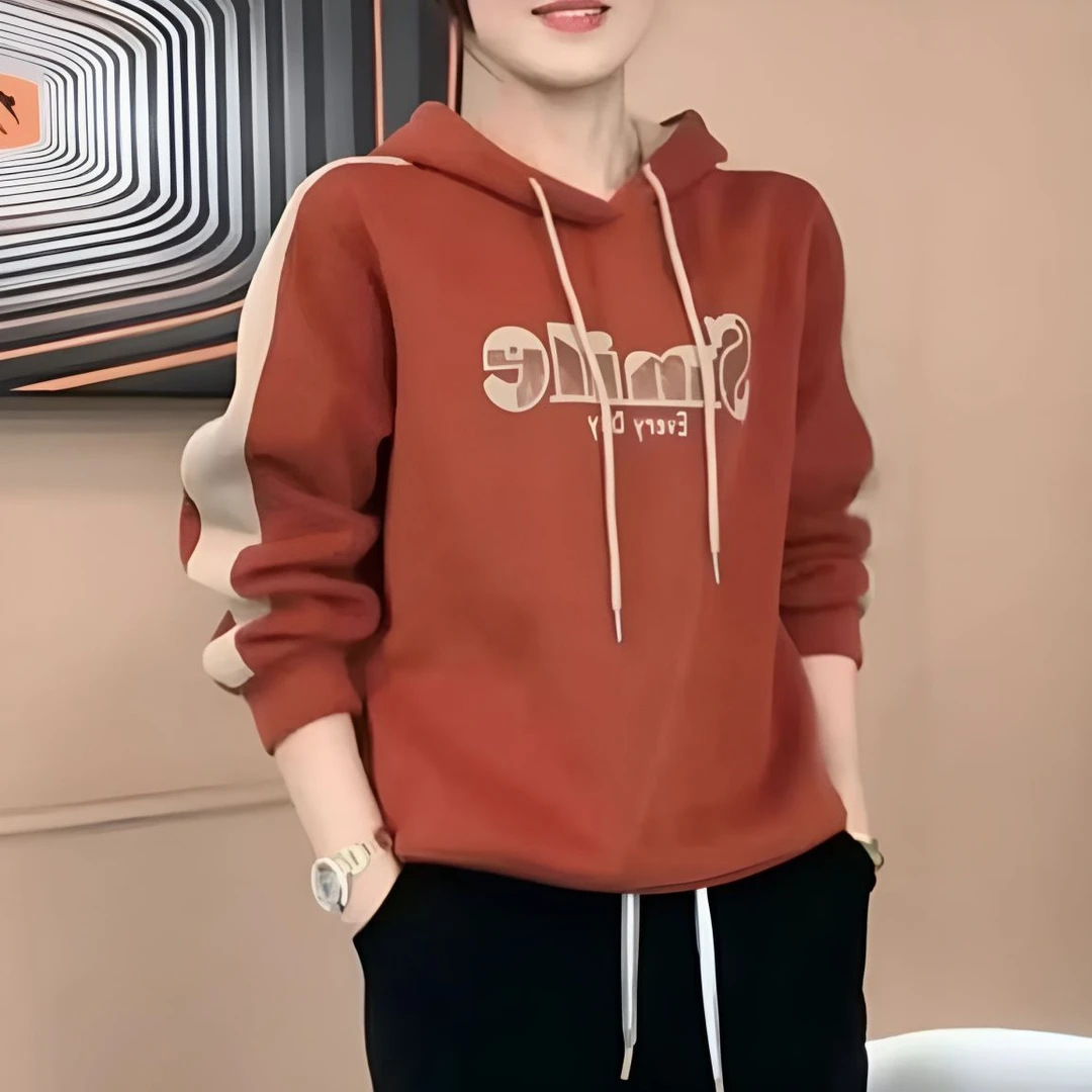 La Chapelle/拉夏贝尔高端字母印花休闲韩版连帽女装上衣新款卫衣