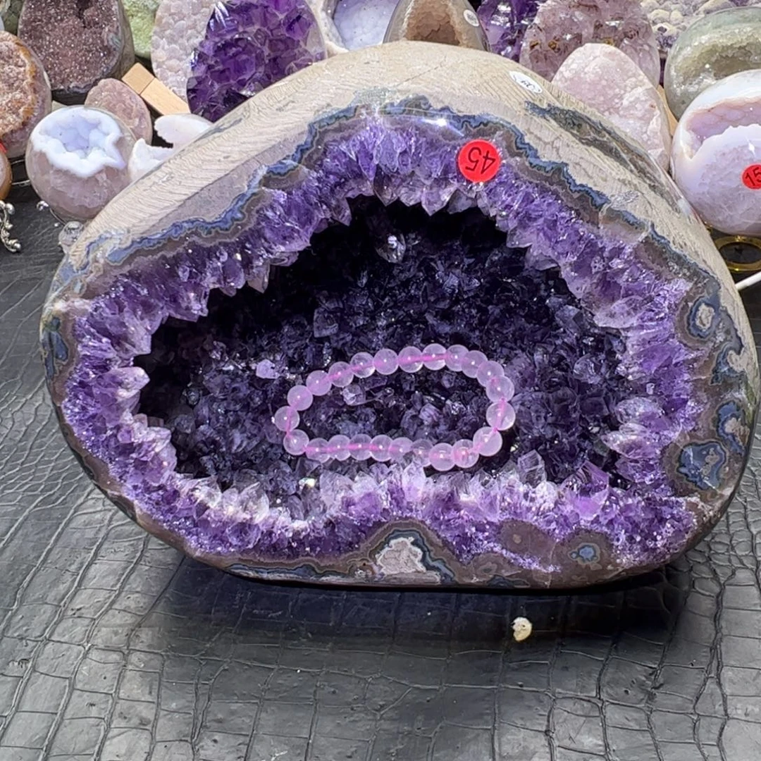 珠宝半成品未镶嵌水晶紫水大牙可晶洞可钱袋子