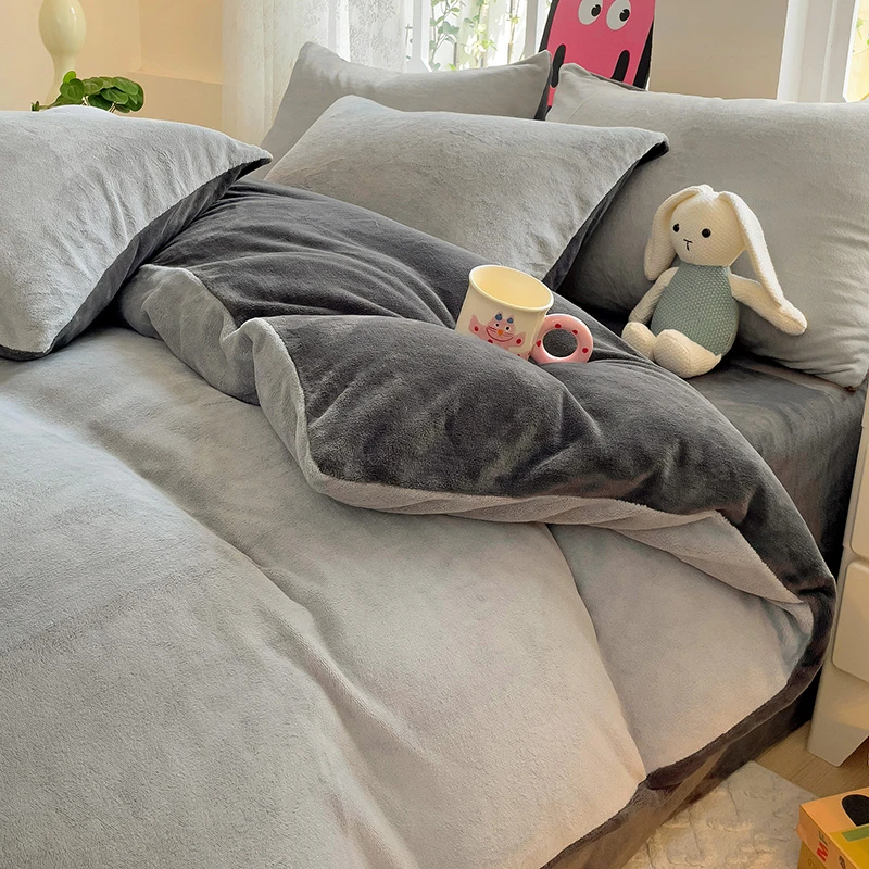冬天牛奶绒被套单件2025新款珊瑚绒被单150X200X230加绒被罩床品