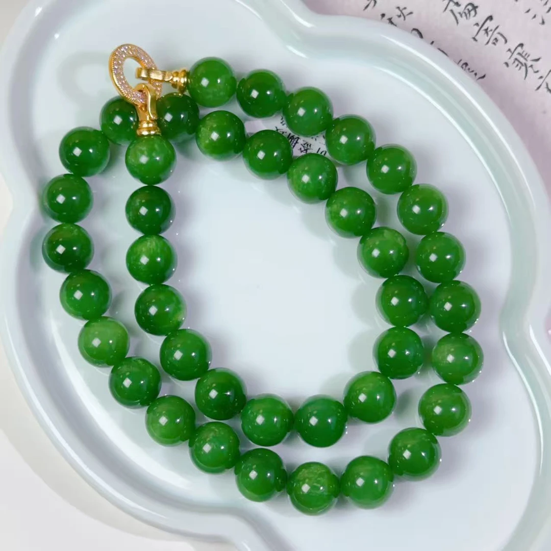 和田玉碧玉圆珠项链