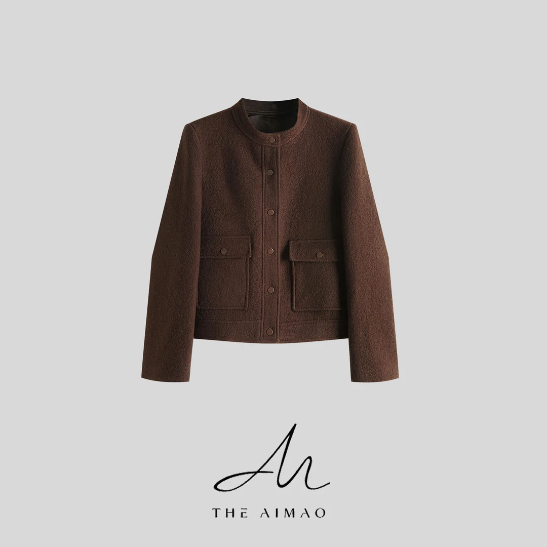 【THE AIMAO】“暮色古堡”100%羊毛厚实挺括排扣正肩外套XYX82600