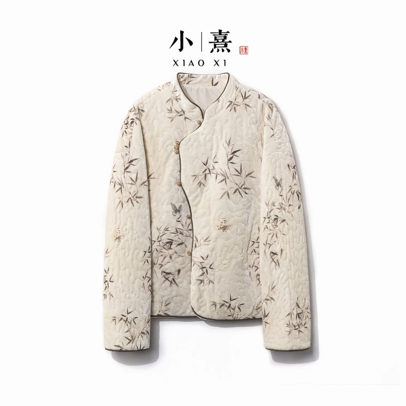 【雪竹】秋冬2025新款新中式上衣女加棉加厚宽松国风显瘦丝绒外套