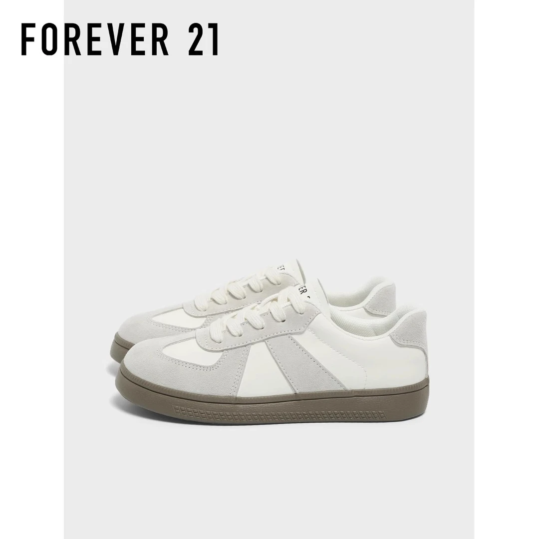 F21真皮复古德训鞋女款2025新款夏季软平底休闲百搭轻便小白板鞋