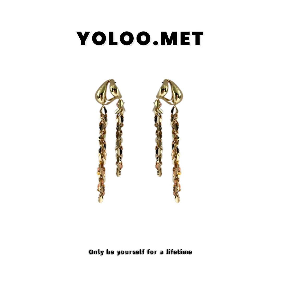 铜合金耳饰 【YolooMet】欧美轻奢高级设计感TOS系列气质长款耳环