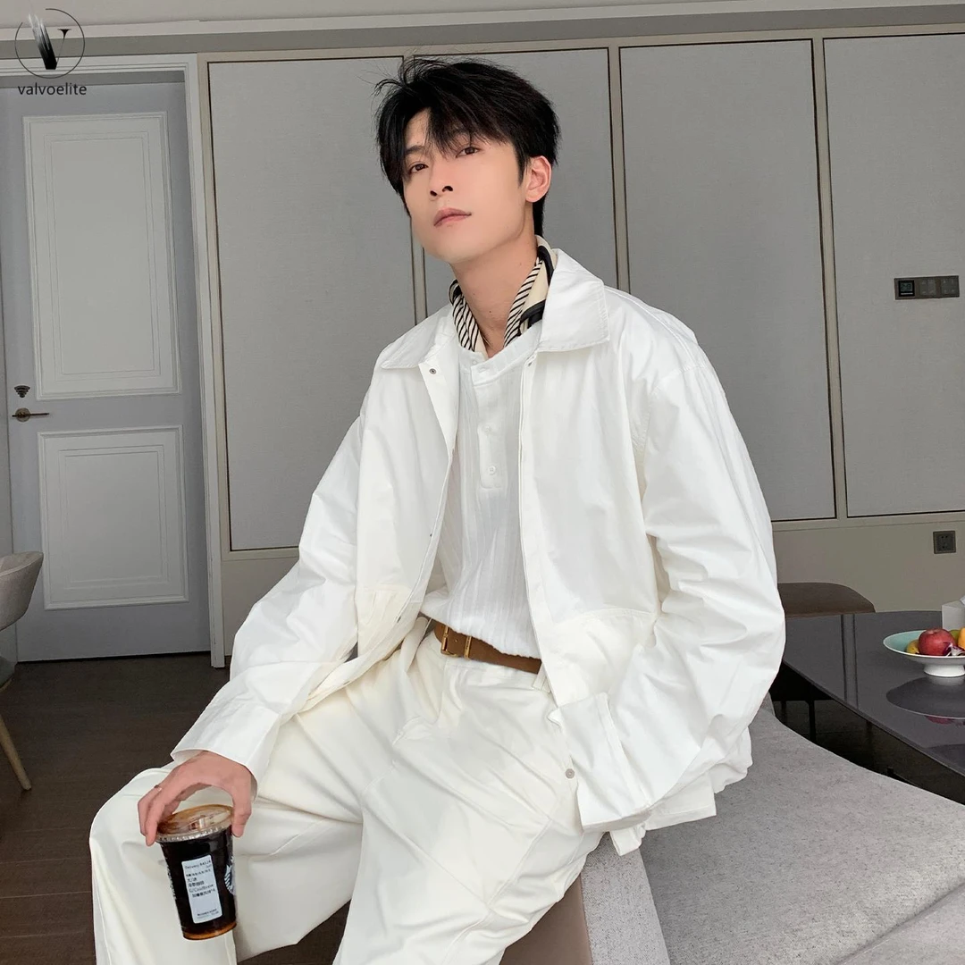 VALVOELITE春秋外套男款新款上衣高级感黑色夹克衬衫