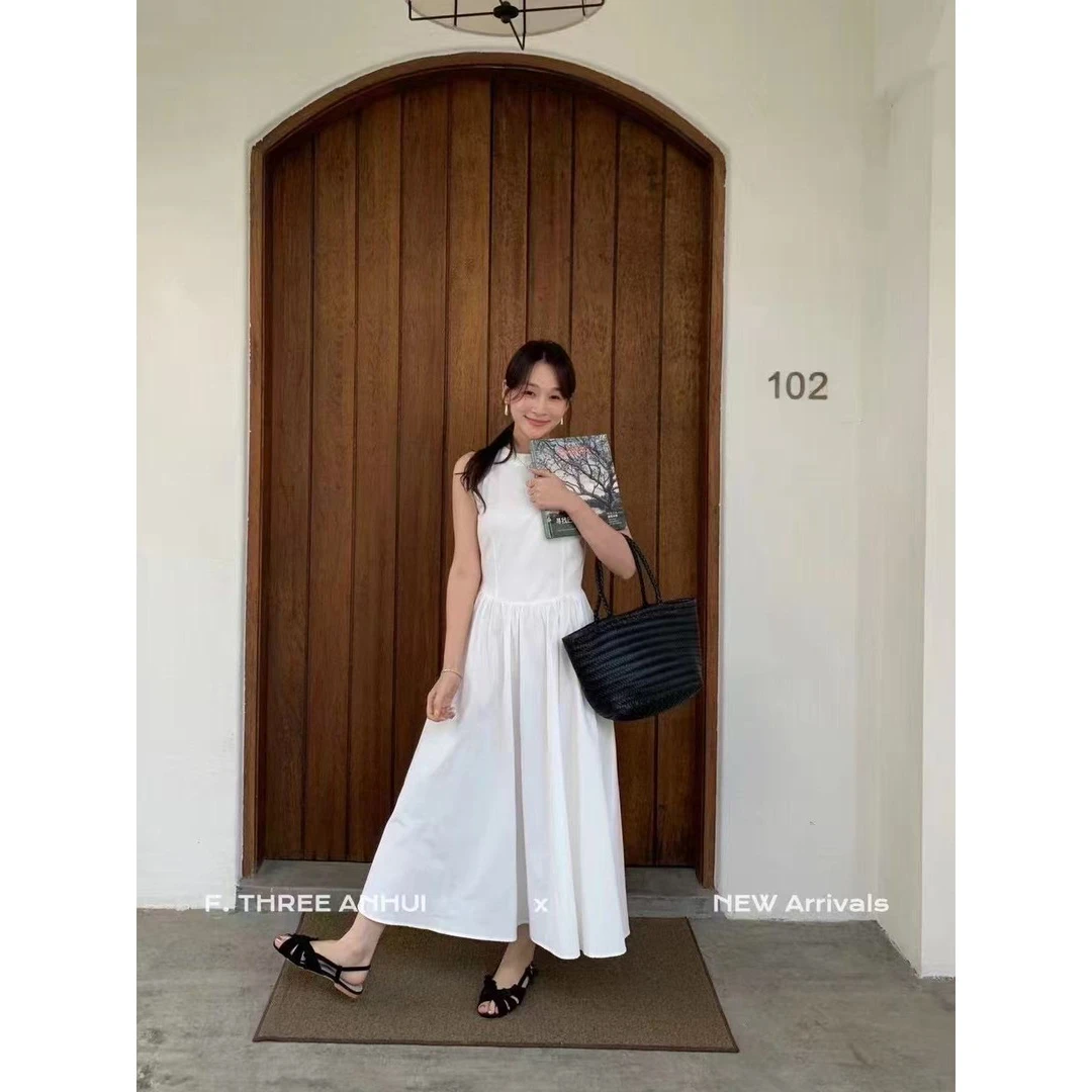 16136#【一眼就爱上！】韩系夏日无袖收腰显瘦气质连衣裙