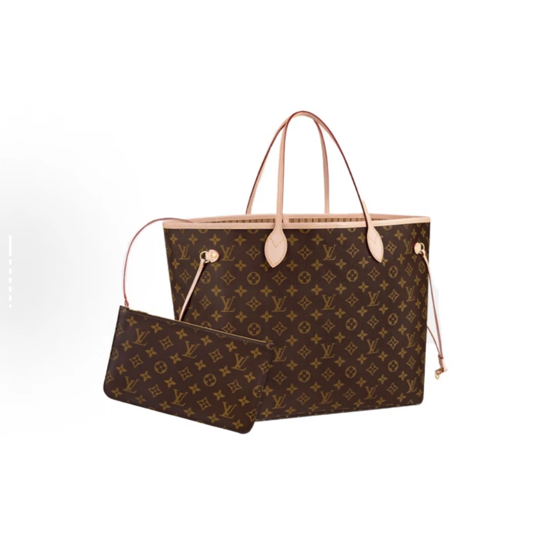 全新未使用 LouisVuitton/路易威登 Neverfull大号卡其手拎包芯片