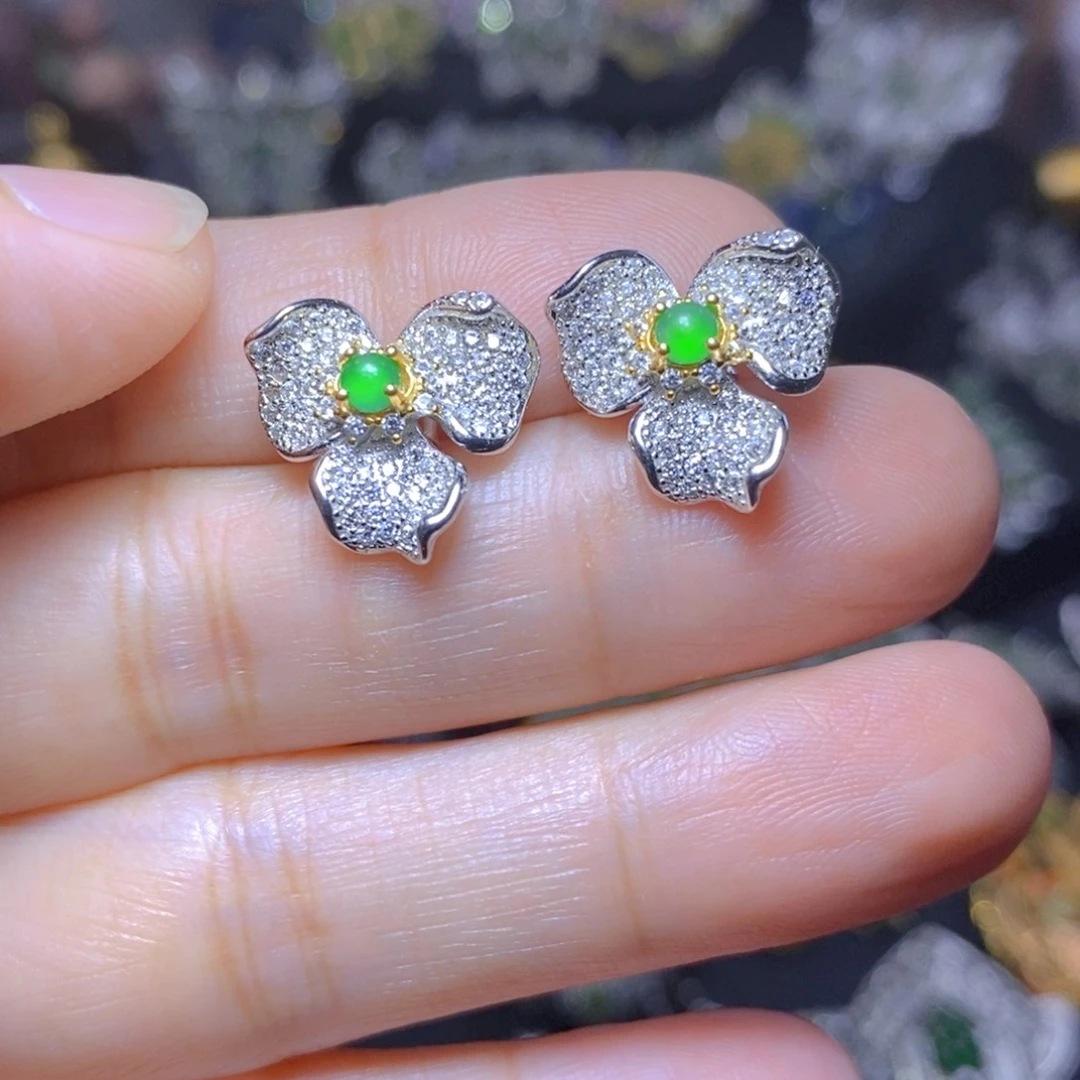 翡翠银S925镶嵌套链天然资源