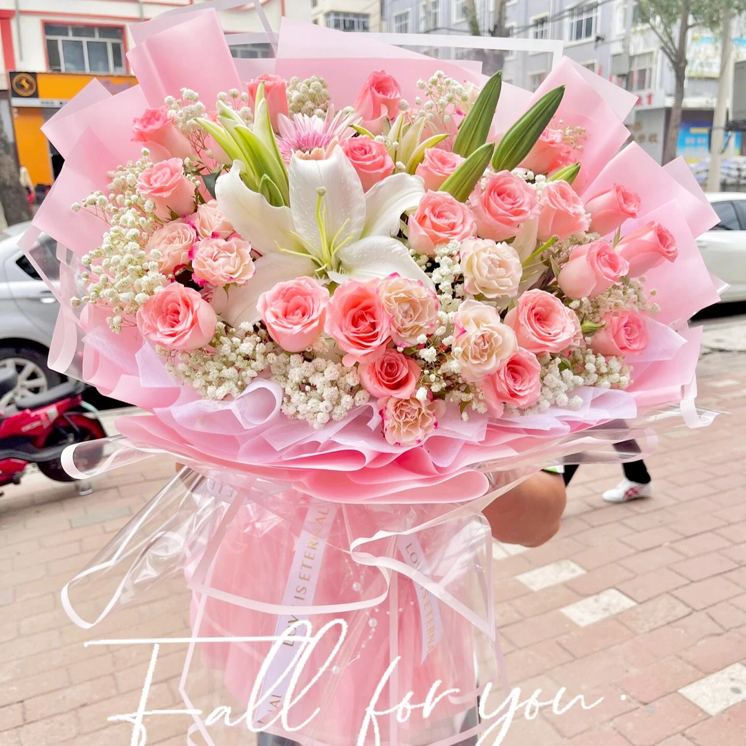 【思甜】玫瑰康乃馨百合混搭花束生日鲜花乔迁开业看病人同城花店送