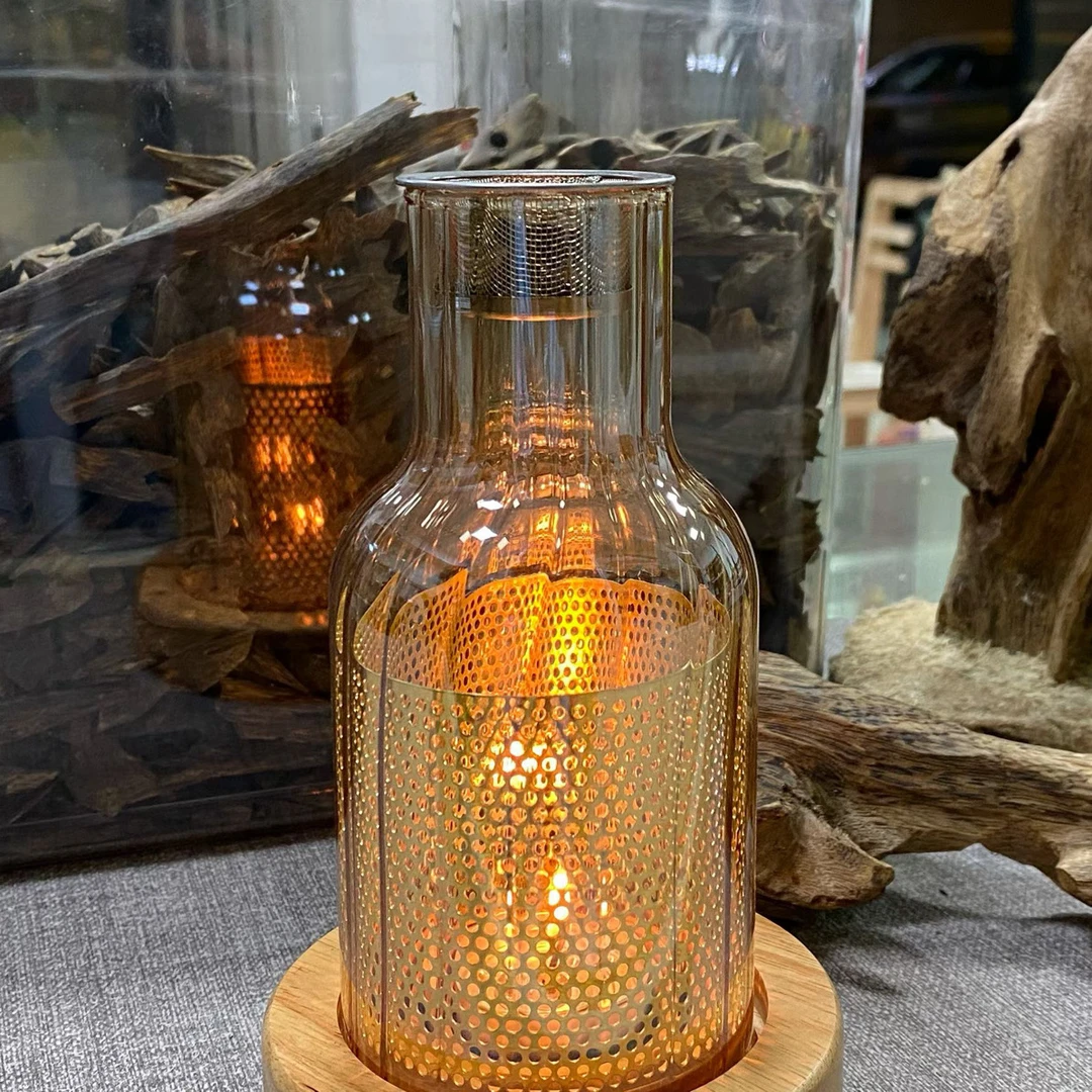 蜡烛熏香灯玻璃烛台持久留香香薰灯 送20g白棋熏香碎料