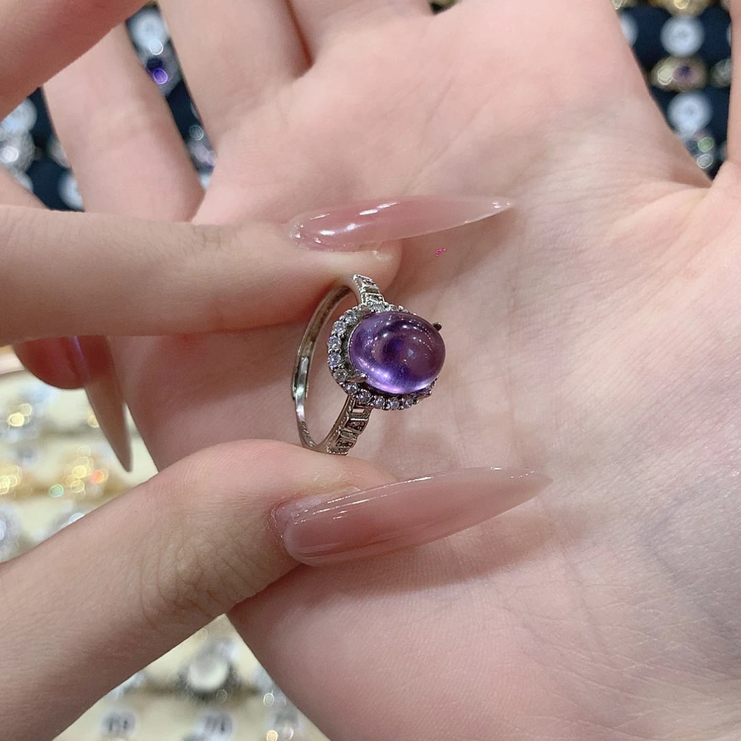 紫晶戒指银S925镶嵌和**尘
