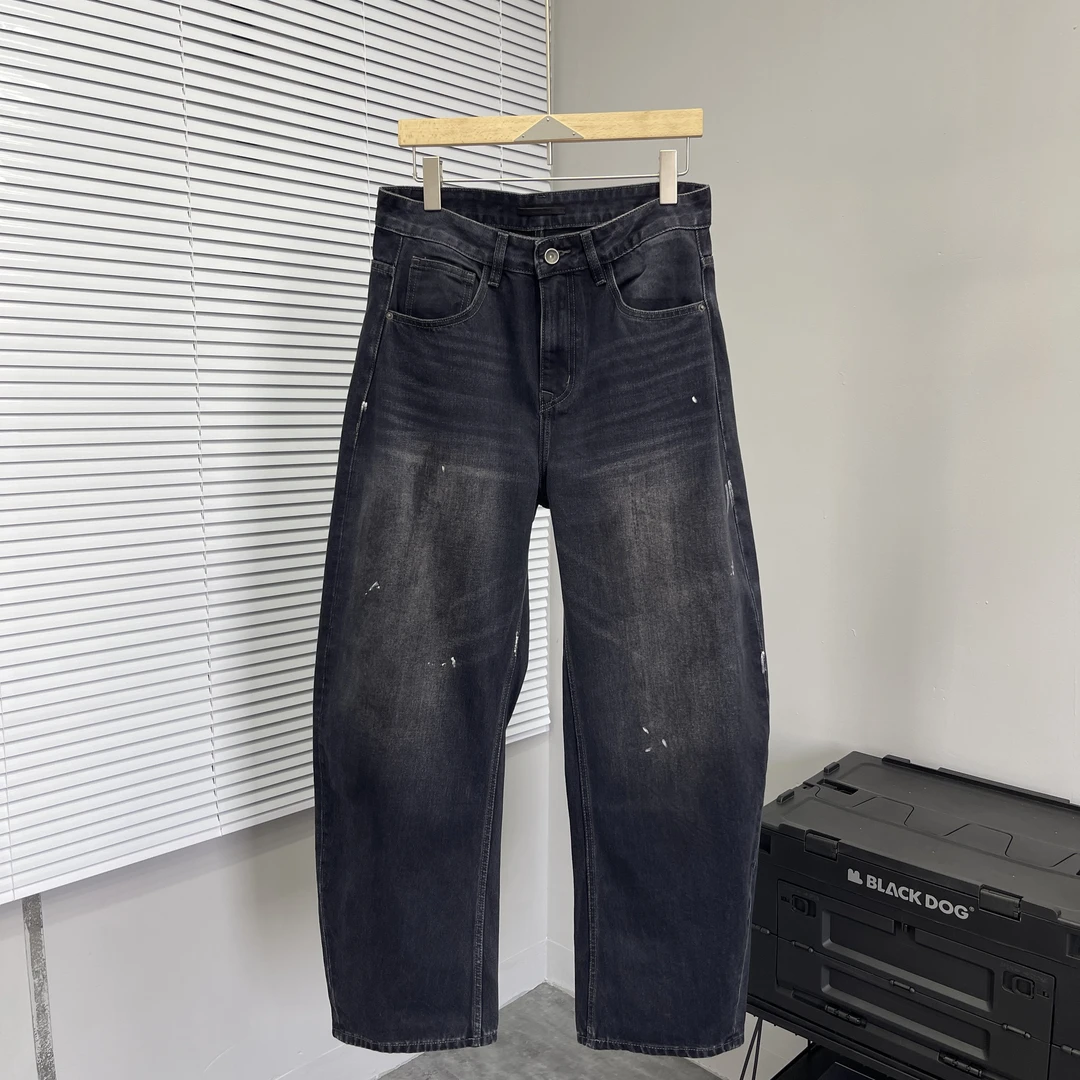 秋季男士宽松阔腿牛仔裤2025新款美式复古水洗做旧直筒休闲哈伦裤