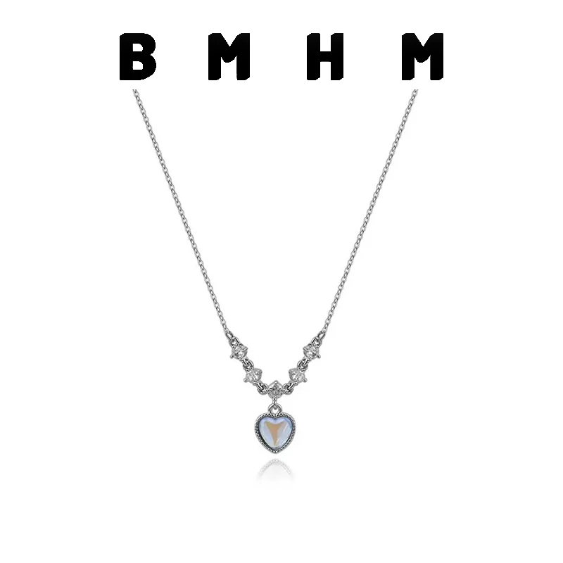 BMHM 铜合金项链 锆石爱心女款轻奢小众设计感i淡风镶钻心形