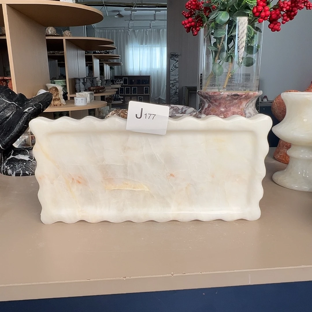 石材J177白水晶花边型托盘