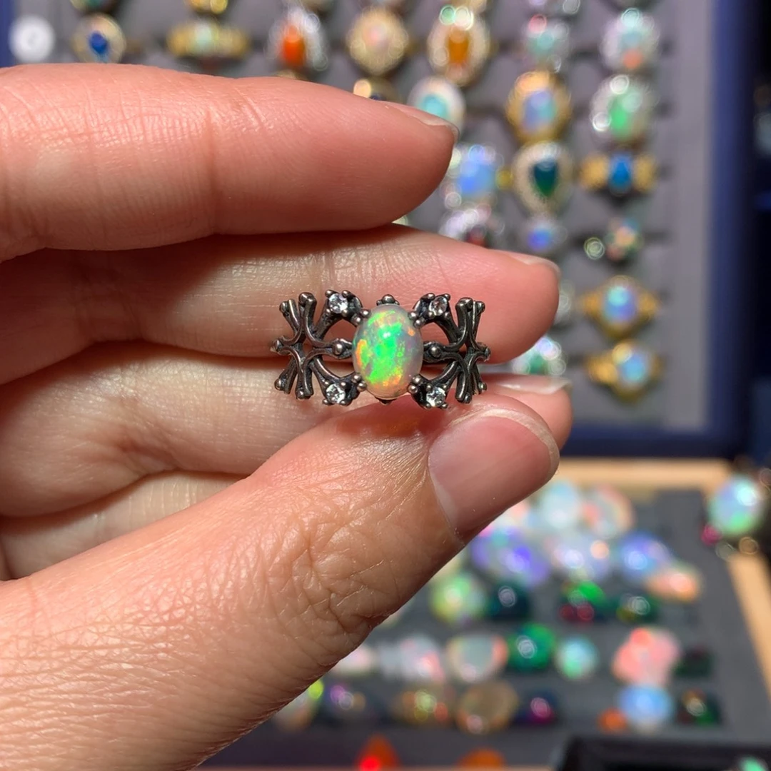 欧泊戒指款式银S925镶嵌