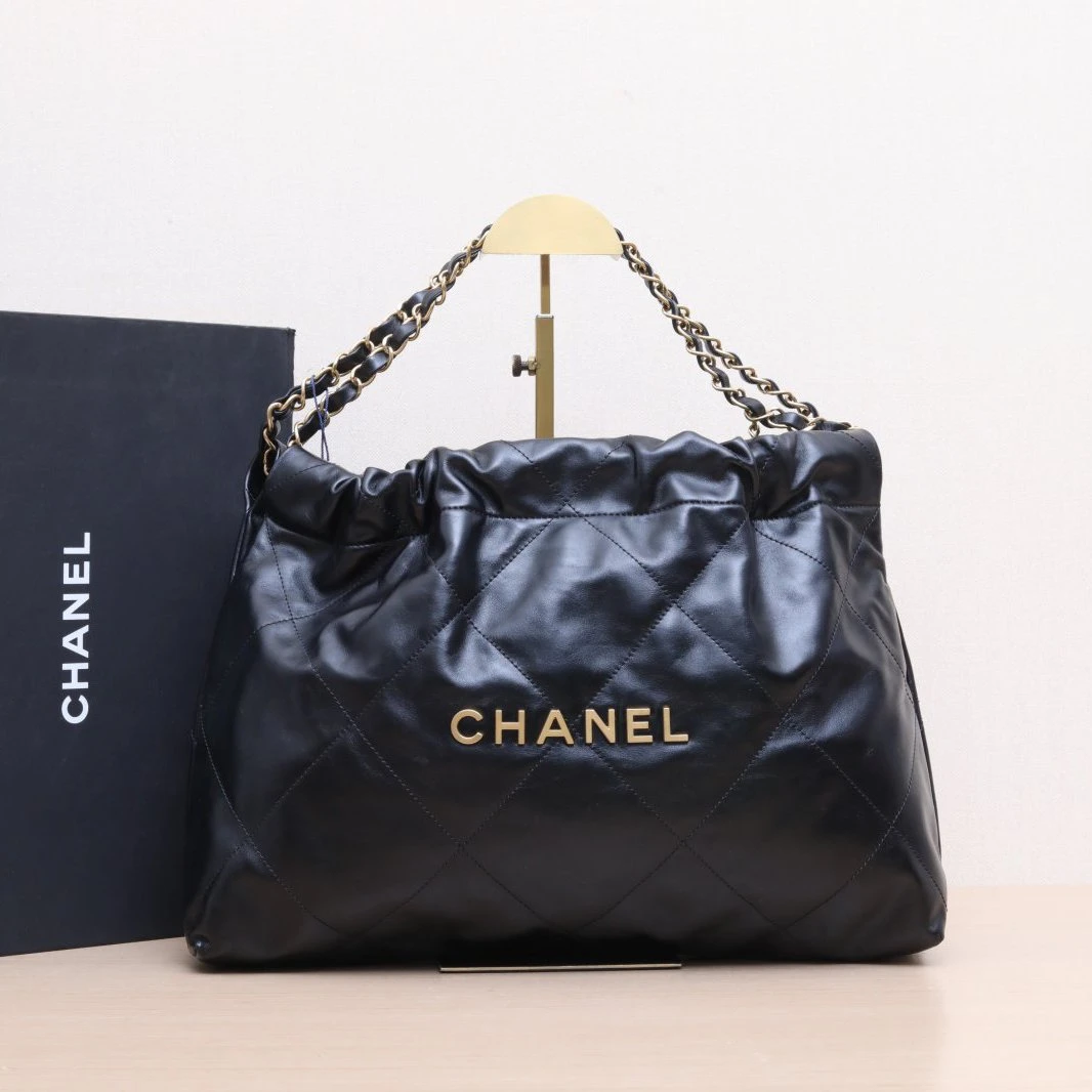 99新 Chanel/香奈儿 【小花念念】22Bag 横版 小号 黑色 芯片开