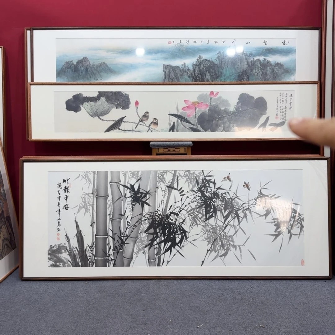 国画手绘作品带框