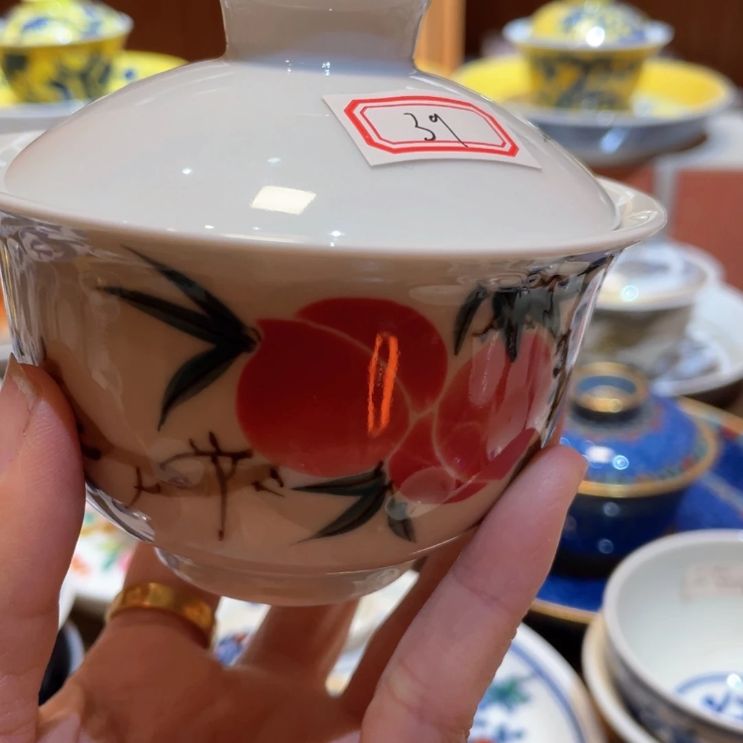 瓷片景德镇陶瓷桃子盖子