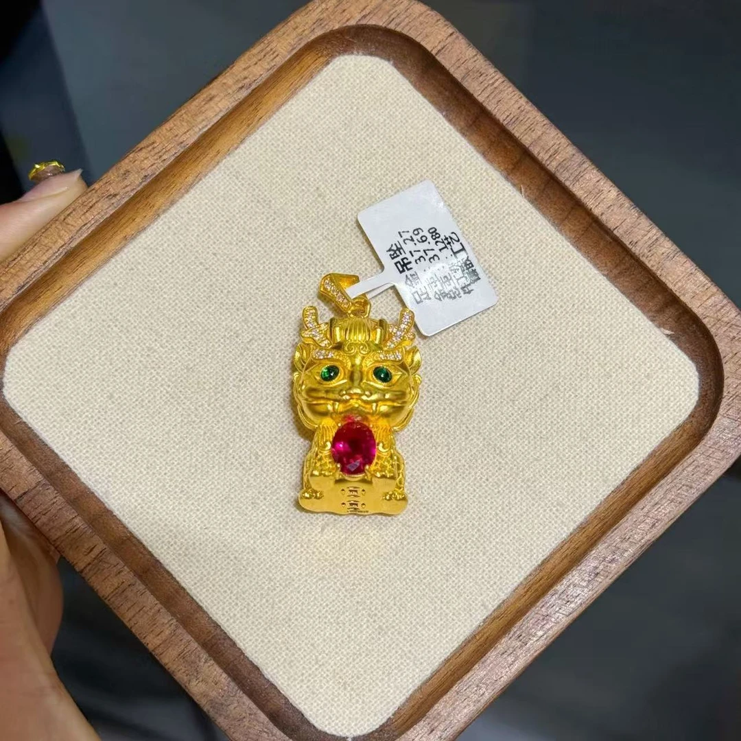 【小鹏黄金】足金999国风麒麟吊坠37.27（附加580）