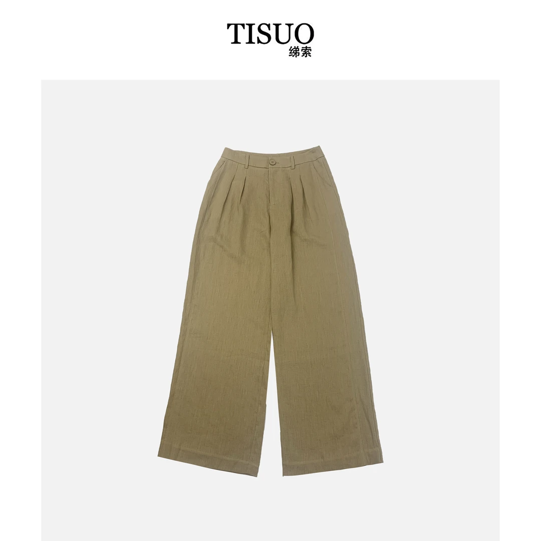 TISUO/绨索极简亚麻直筒裤 TS306507