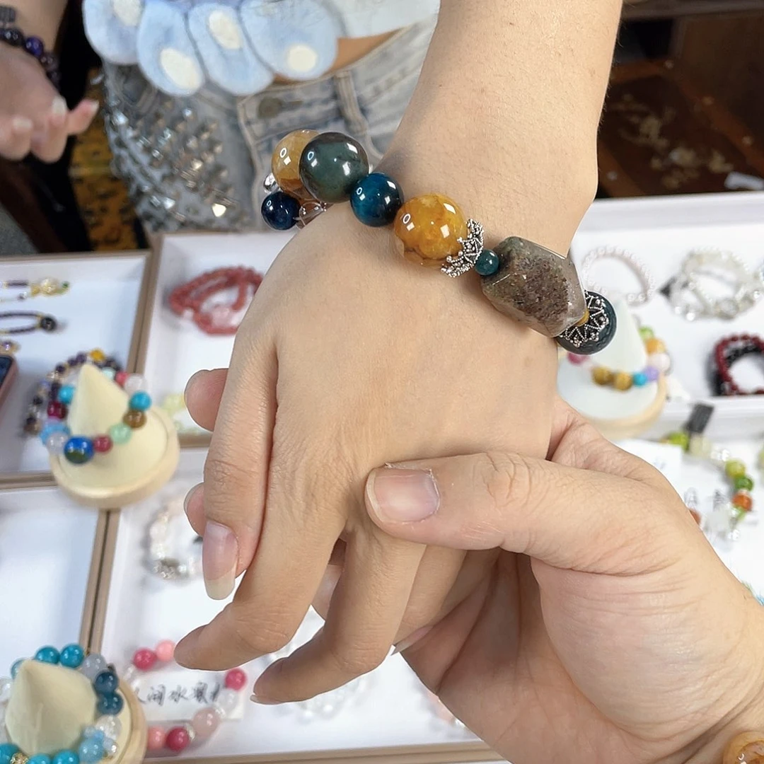 水晶手链银S925镀金镶嵌