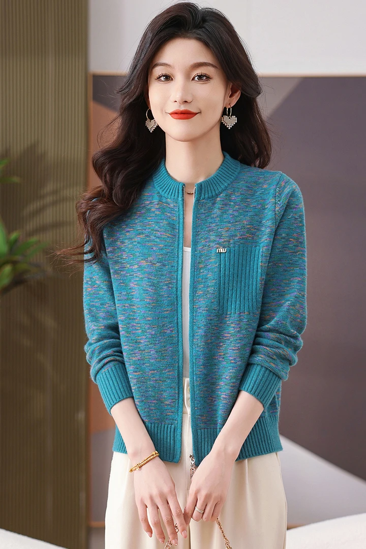 2025新款春秋女士外套洋气宽松显瘦彩纱时尚百搭针织短款中年