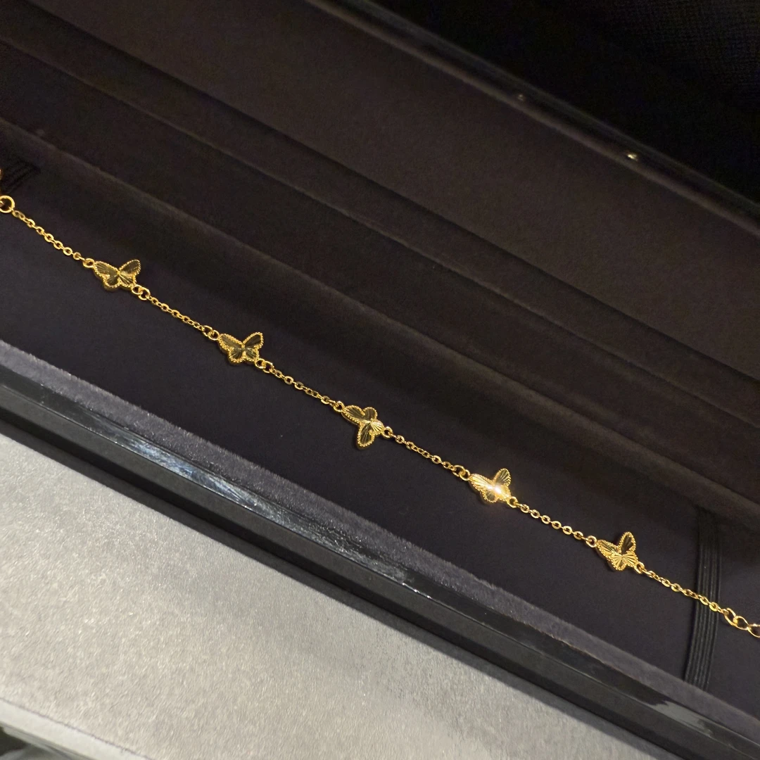 足金蝴蝶手链拉丝5G工艺