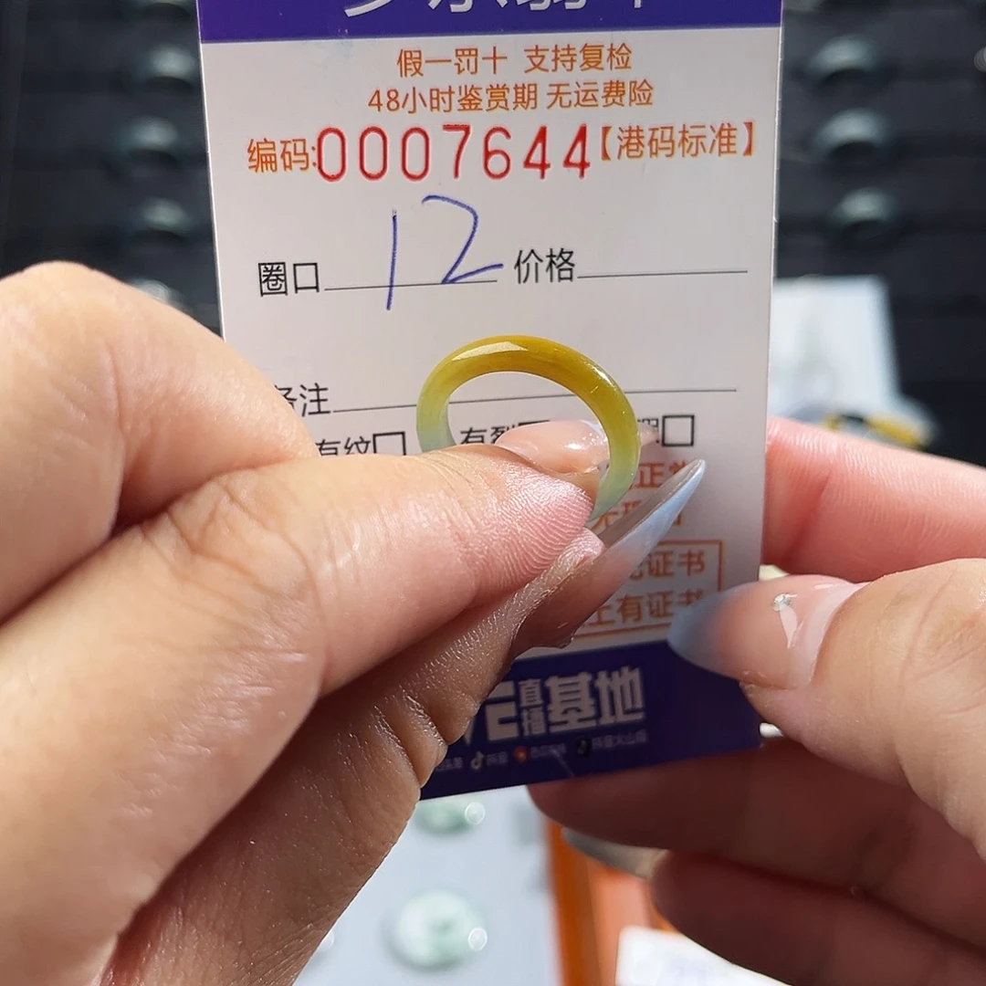 翡翠未镶嵌戒指7644
