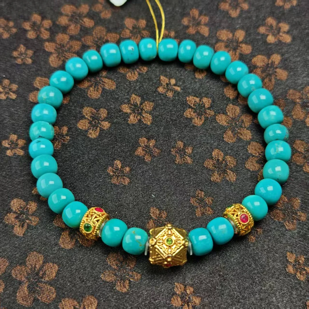 【珺笙珠宝】绿松石18K金老型手串多样性发其一S3000210021069