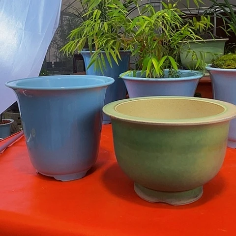 摆件陈*年天青色微瑕和绿釉雅光微瑕