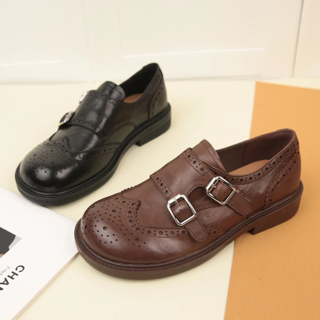 2011秋季新款真皮低跟英伦风单鞋百搭乐福鞋圆头深口鞋百搭女鞋