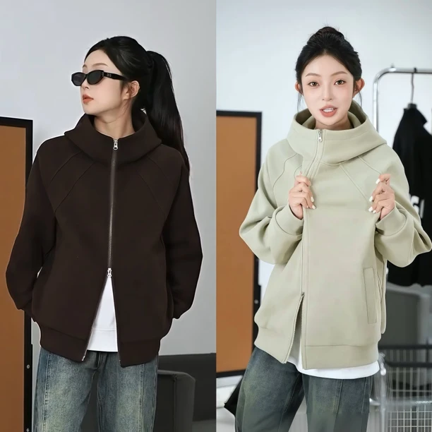 秋季新款糖果色糯米绒连帽外套男时尚简约高级感轻奢休闲百搭上衣