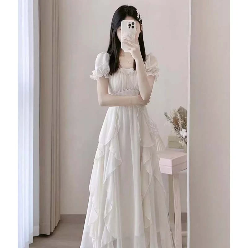 法式高级感仙女连衣裙女夏季2025新款超仙公主裙温柔长裙子D2837