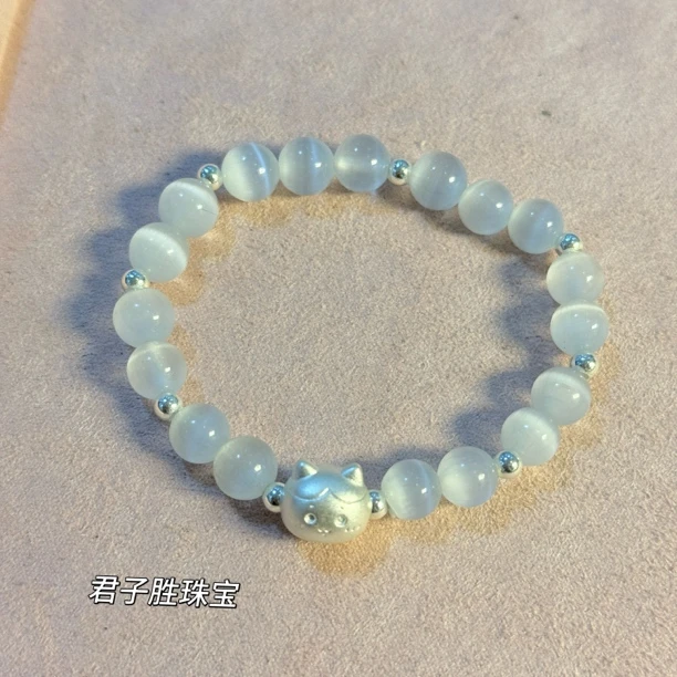 足银手链 足银999三小只纯银可爱chikawa手链小众原创设计情侣