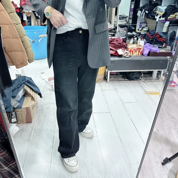 韩版小直筒超好穿弹力牛仔裤18679品