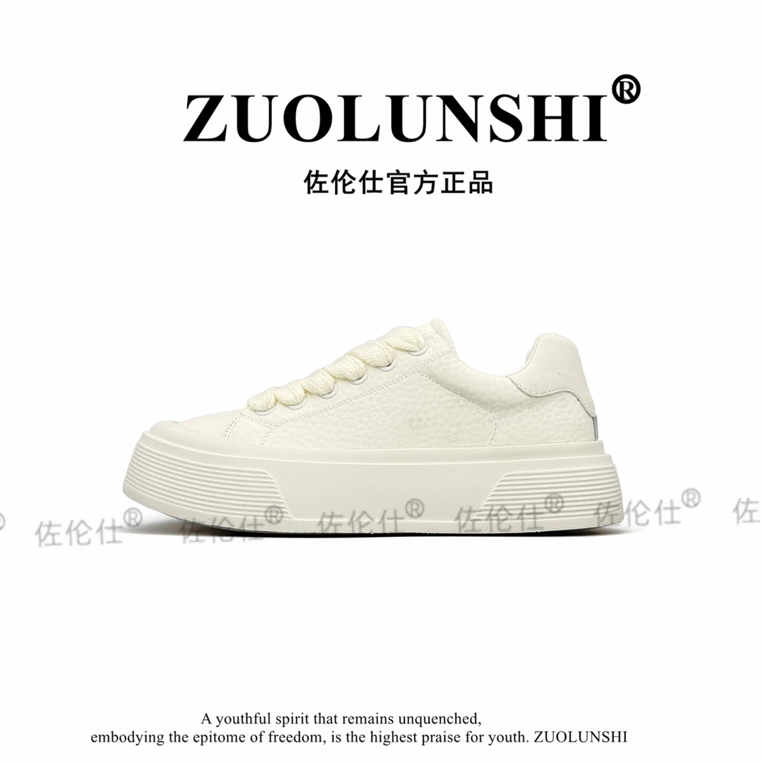 佐伦仕男鞋2025时尚透气小众圆头百搭时尚休闲鞋厚底低帮系带潮鞋