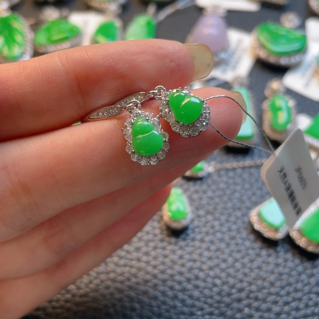 翡翠银S925镶嵌吊坠(不含链)耳坠