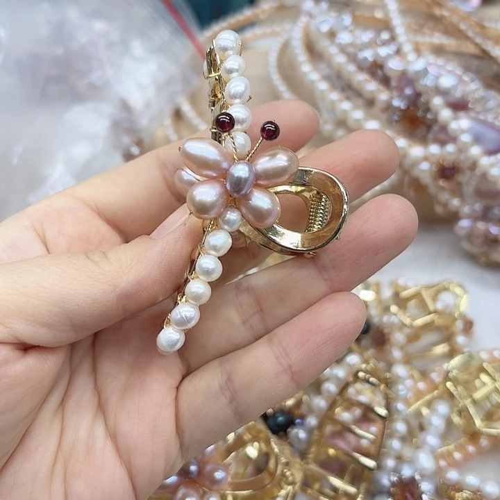 淡水珍珠发饰银S925镶嵌