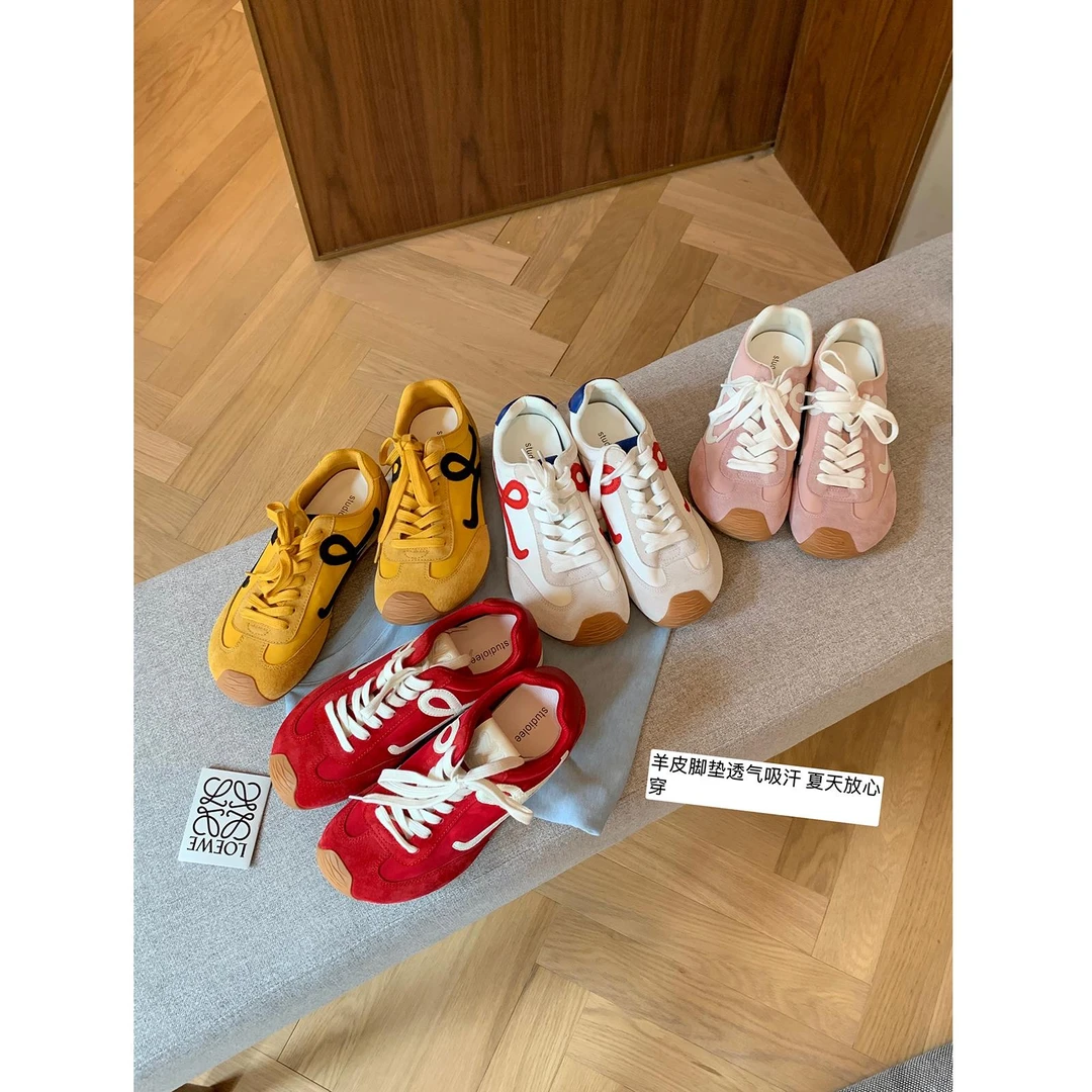 葡萄妈studiolee 时髦博主~可爱芒果休闲风撞色拼接系带德训鞋女