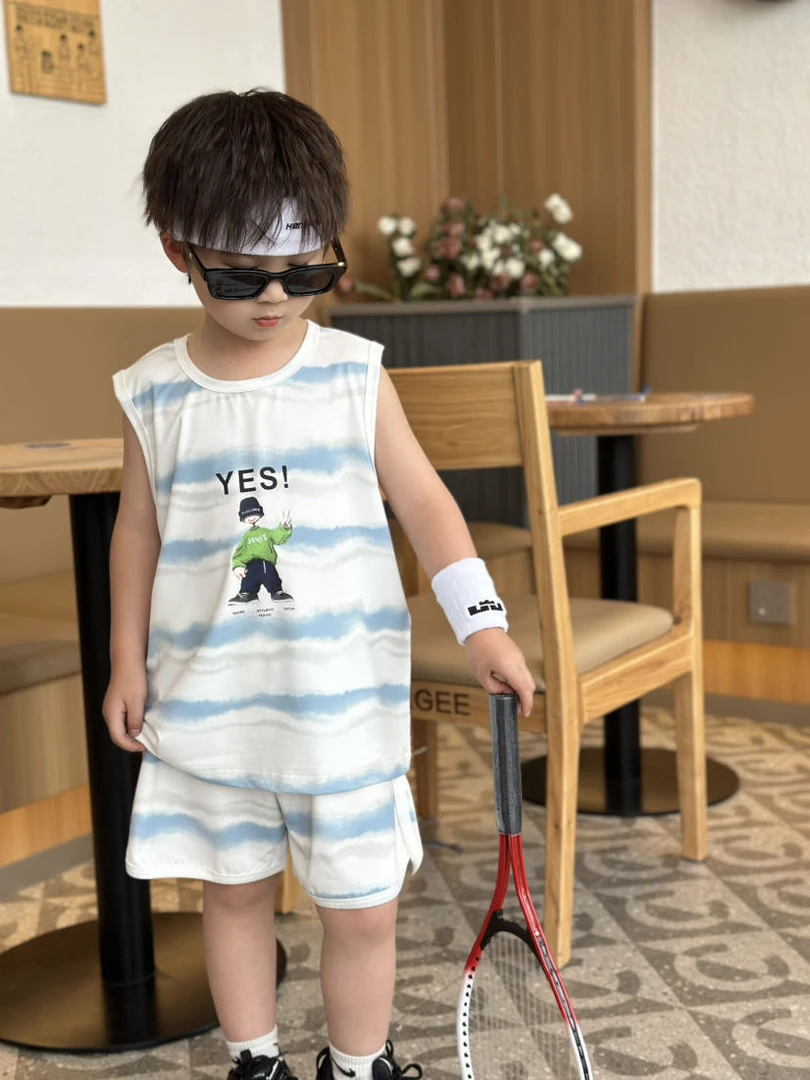 【新疆包邮】夏季新款小童扎染背心两件套X251