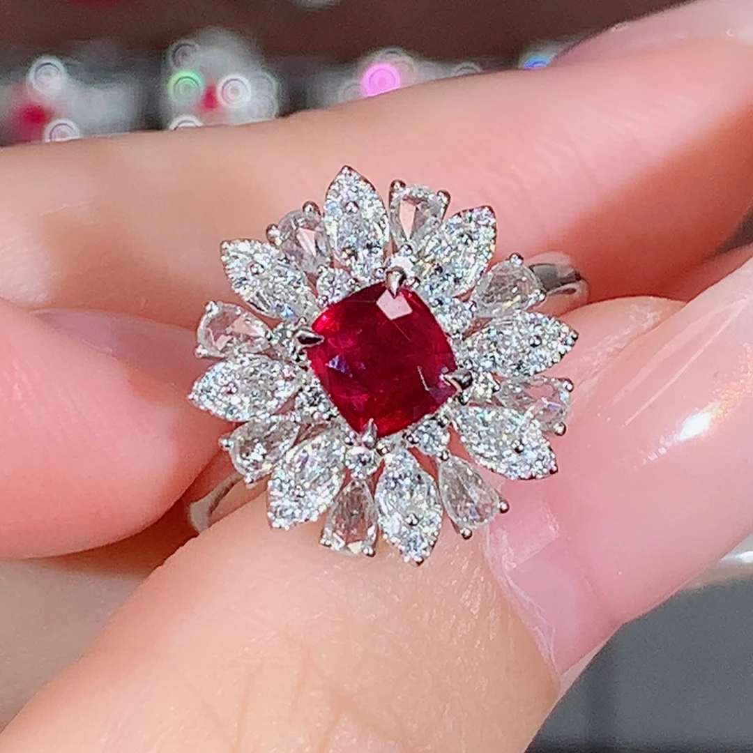 红宝石18K金镶嵌戒指0.85ct/天然宝石/七天无理由