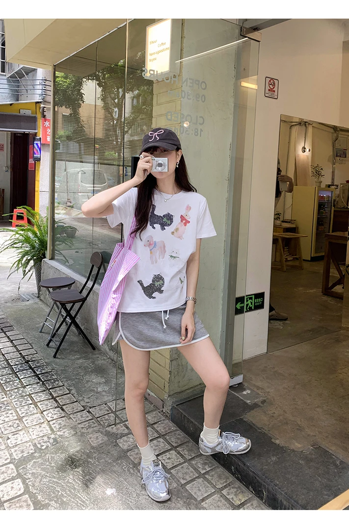 （ LL7000 -7056短袖）新款短袖撤柜圆领百搭半袖韩版上衣