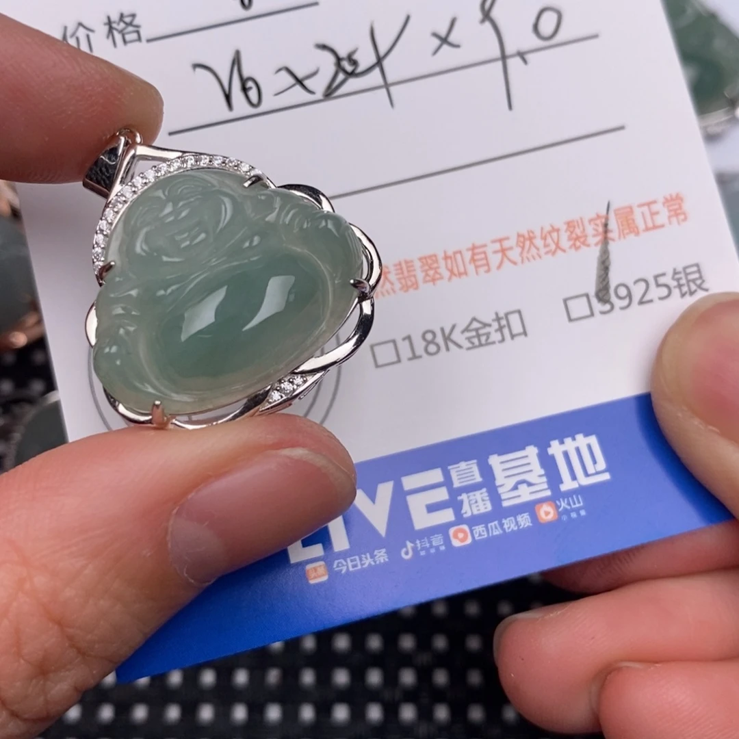 华***）翡翠银S925镶嵌颈饰
